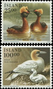 Iceland 1991 Sc 721-722 Birds Grebe Gannet $7