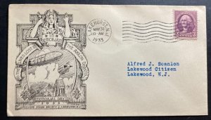 1933 LakeHurst NJ USA  First Day Cover FDC To Lakewood Akron Disaster Memorial B