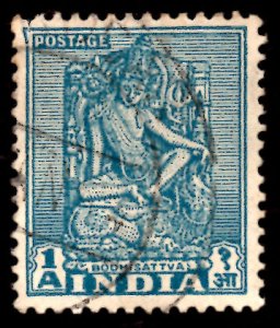 India 1 anna Bodhisattva Archeological Series 1949 SG.312, Scott 210 Used (#01)