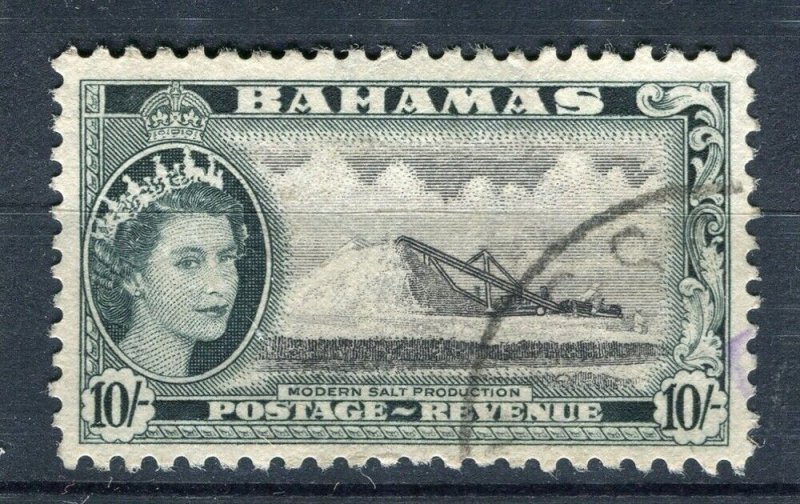BAHAMAS; 1950s early QEII Pictorial issue fine used 10s. value