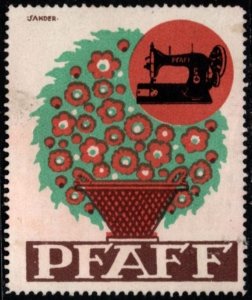 Vintage Germany Poster Stamp Pfaff Manufacturer Of Sewing Machines Signed Sander