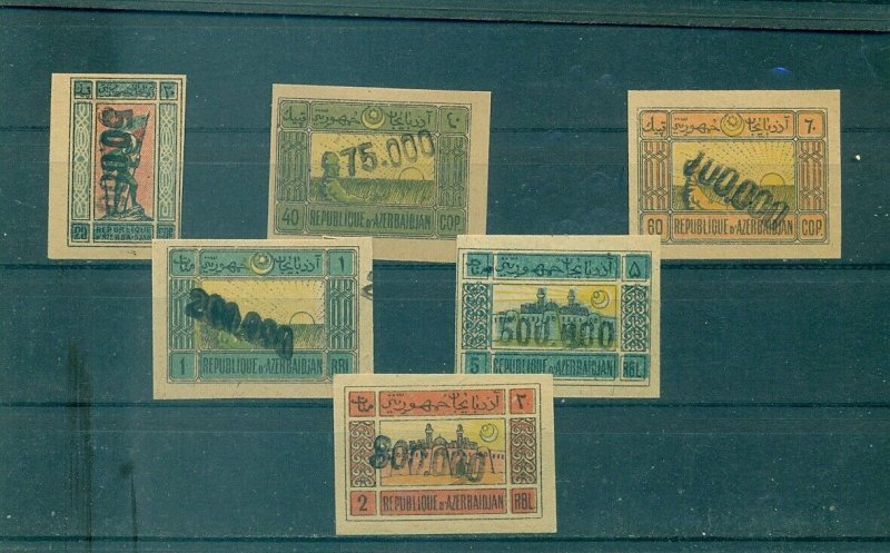 Azerbaijan - Sc# 75-80. 1922-3 Soviet Republic Issue. Mint. $24.00.  