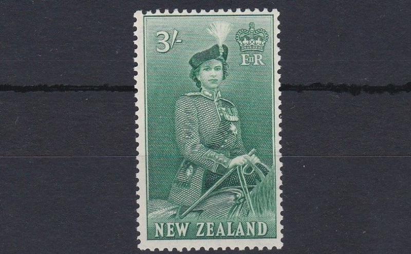 NEW ZEALAND  1953 - 59        S G  734    3/-  BLUISH GREEN     MNH        