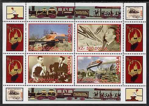 Angola 1999 Walt Disney's Railroad History #3 perf sheetl...
