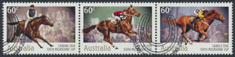 Australia SC# 3279-81 SG 3511a Used Melbourne Cup w/fdc see details & scan