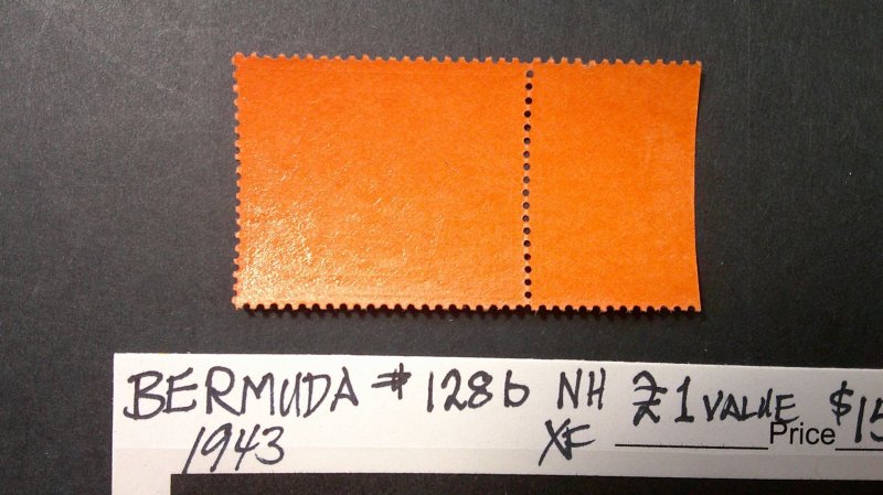 Bermuda 1943 Scott# 128b Mint NH XF High-Value Variety (Salmon Paper)