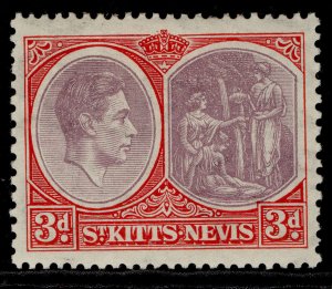 ST KITTS-NEVIS GV SG73a, 3d brown-purple & carmine-red, M MINT. Cat £42. CHALKY