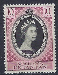 Malaya Kelantan 71 MHR 1953 QEII Coronation (ak1272)