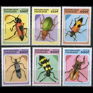 TOGO 1996 - Scott# 1706-11 Beetles Set of 6 No Gum