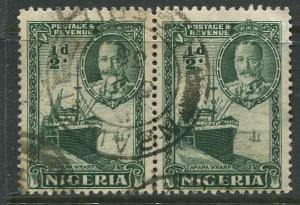 Nigeria - Scott 38 - KGV Definitive -1936 - Used - Joined Horiz. Pair 1/2p Stamp