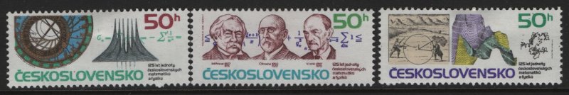 CZECHOSLOVAKIA, 2663-2665, (3)SET, HINGED, 1987, UNION OF MATHEMATICIANS TYPE