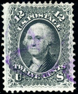 US 97 12c 1868 George Washington F-VF purple cancel PF cert