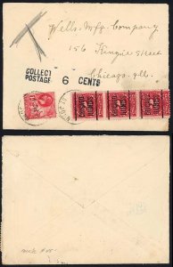 Barbados 1 1/2d underpaid cover with 6 cent post due (equivalent of 3d)