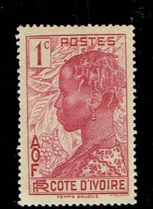 IVORY COAST SCOTT#112 1936 BAOULE WOMAN & COFFEE BRANCHES - MH