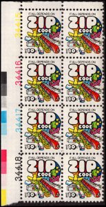 US #1511 ZIP CODE MNH UL PLATE BLOCK #34415-416-417-418 DURLAND $1.90