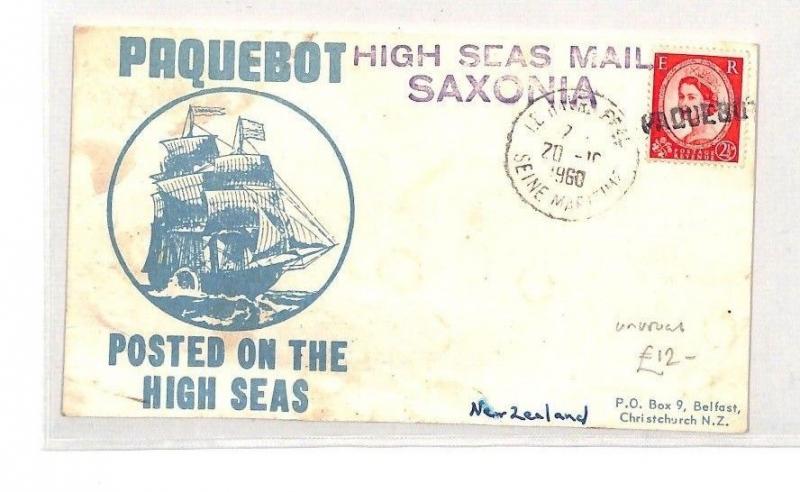 CB282 1960 GB WILDINGS *High Seas Mail Saxonia* PAQUEBOT Cover SHIP Vignette