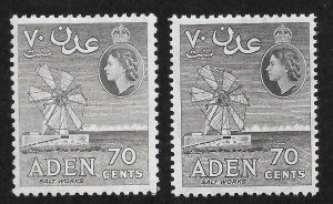 Aden Scott 54, 54a MNHOG - 1953-56 70c Salt Works, Perfs 12 and 12x13½