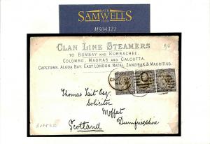 India ADVERT Cover 1886 *CLAN LINE STEAMERS* Maritime Scotland {samwells}MS4321