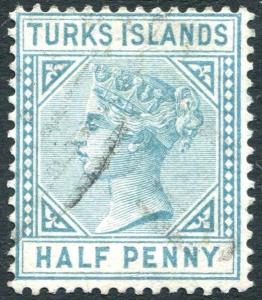 TURKS ISLANDS-1882 ½d Blue-Green Sg 53 FINE USED V24022
