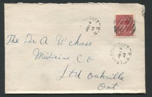 NEW BRUNSWICK SPLIT RING TOWN CANCEL COVER LOWER CARAQUET