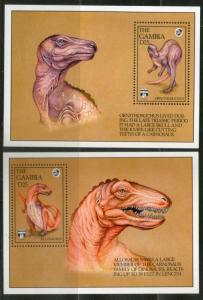 Gambia 1992 Dinosaurs Prehistoric Wildlife Animal Sc 1291-92 M/s x2 MNH # 5680