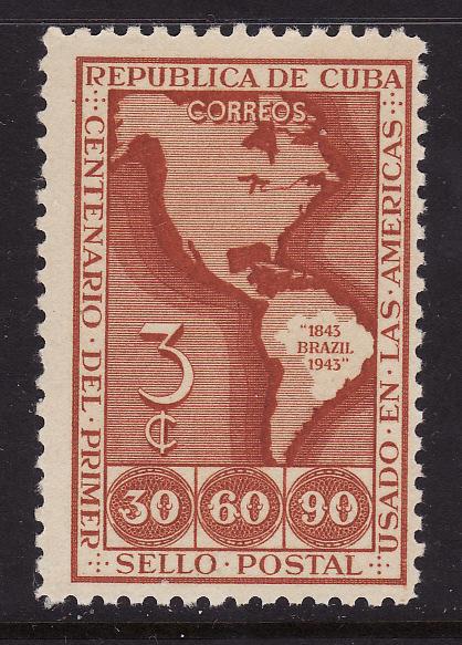 Cuba #393 F-VF Mint NH ** Stamps on Stamps, map