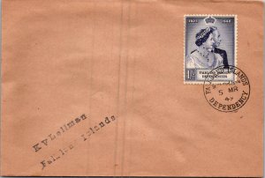 1949 Falkland Islands Dependecies Cover Royal Wedding Gray Stamp