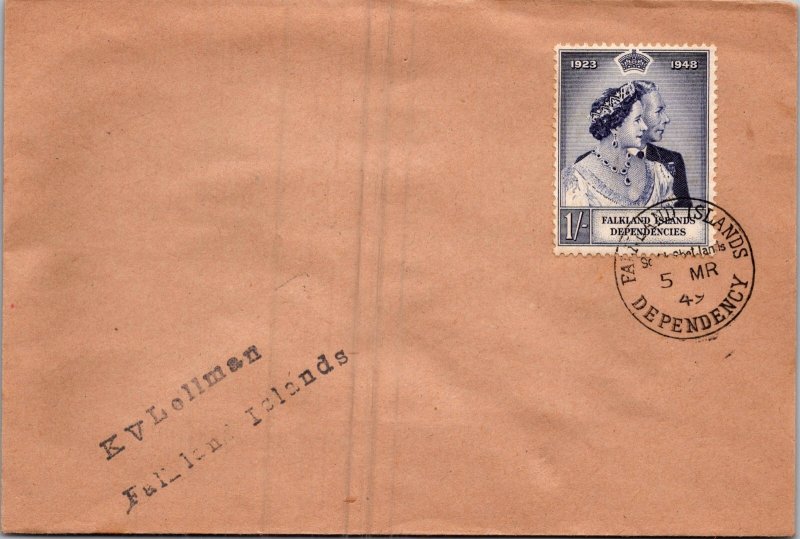 1949 Falkland Islands Dependecies Cover Royal Wedding Gray Stamp