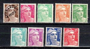 France 594-602 MNH 1948-49 Marianne Full Set Very Fine