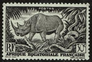 French Equatorial Africa 167 MNH - Wild Animals - Rhinoceros (1946)