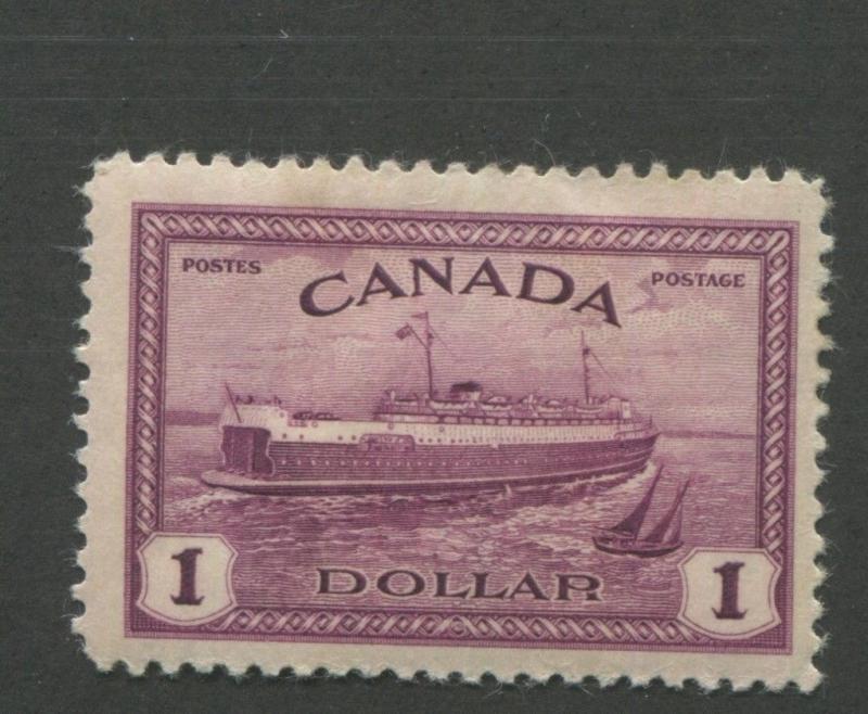 1946 Canada Stamp #273 $1 Mint Hinged VF Original Gum Train Ferry