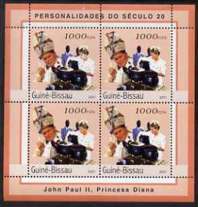 GUINEA BISSAU - 2001 - John Paul II & Diana - Perf 4v Sheet - Mint Never Hinged