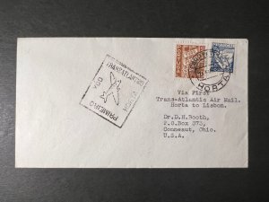 1939 Portugal FAM 18 Airmail FFC Cover Horta to Conneaut OH USA