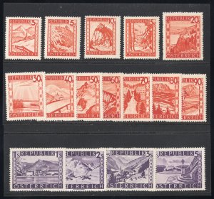 Austria Stamps # 500-15 MNH VF Scott Value $83.65