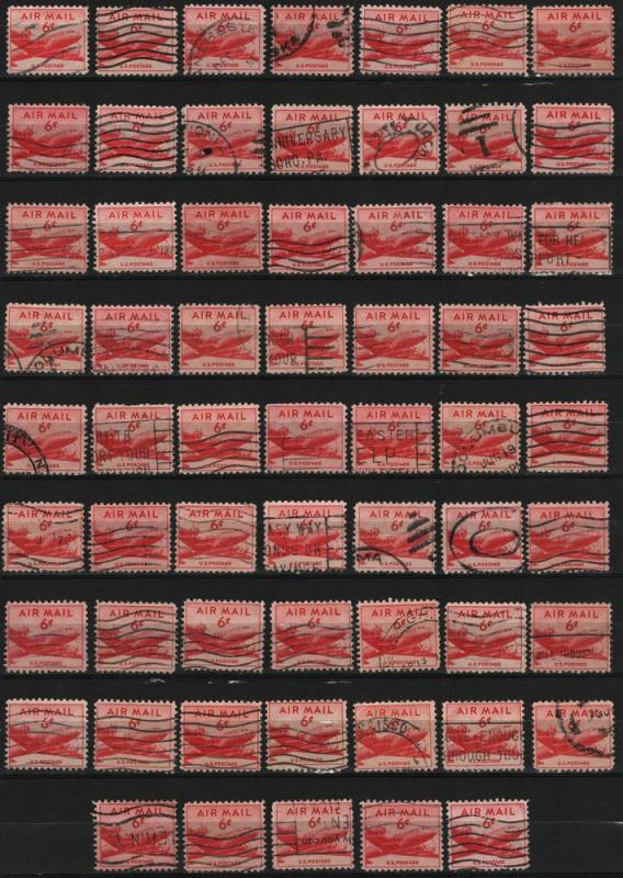 SC#C39 6¢ DC-4 Skymaster (1949) Lot of 61 Used Stamps