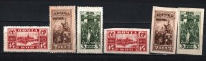 RUSSIA/USSR 1925 2 SETS OF 3 STAMPS PERF. & IMPERF. MLH