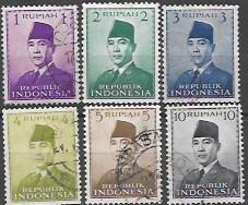 Indonesia 1950 # 387 - 395  used.  President Sukarno