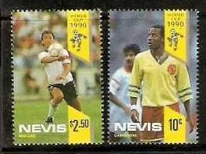 Nevis 1990 Sport Soccer England & Cameroun Football Player World cup Italy 2v...