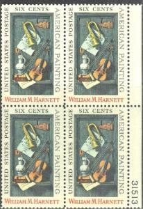 USA SC# 1386 **MNH** PLATE BLOCK   6c 1969   WILLIAM HARNETT, PAINTER