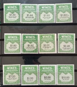 Scott #RE146,147,149,151-153, 160,173,174,180,196,199 - Lot - Unused