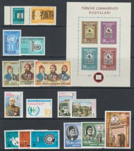 Turkey Sc 1478/B127 MNH. 1960-1979 issues, 9 cplt sets, VF