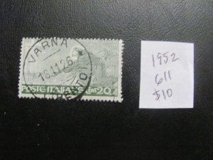 ITALY 1952 USED SC 611 VF $10  (152) NEW EUROPEAN STAMPS