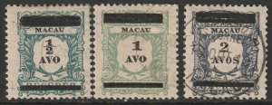 Macao 1910 Sc 144-6 set used