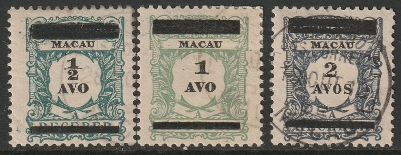 Macao 1910 Sc 144-6 set used