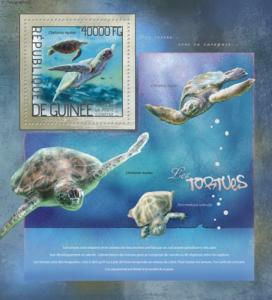 GUINEA 2014 SHEET TURTLES REPTILES MARINE LIFE