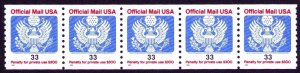 US Scott #O157, Coil of 5  1999 Official Mail Stamp 33c MNH