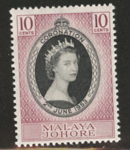 Malaya Jahore Scott 155 MNH** 1953 QE2 Coronation stamp