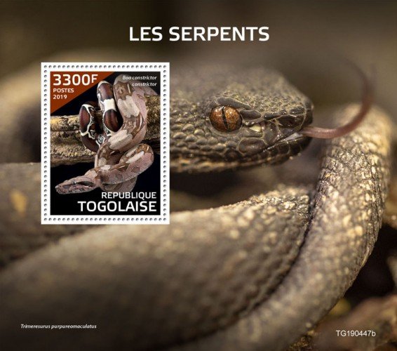 TOGO - 2019 - Snakes - Perf Souv Sheet  - M N H