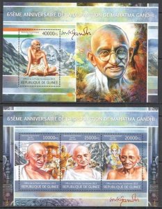 St1328 2013 Guinea Mahatma Gandhi Great Humanists Kb+Bl Mnh Stamps