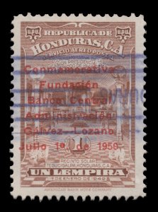 HONDURAS 1951 AIRMAIL STAMP. SCOTT: C196. USED.